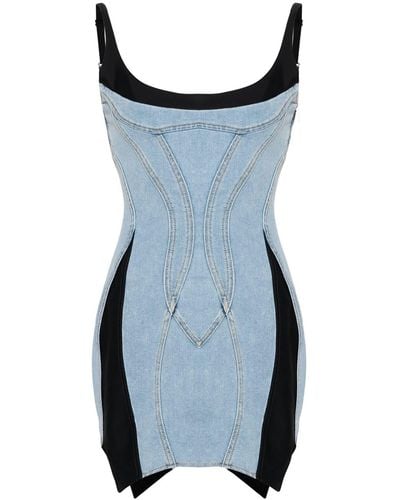 Mugler Dress With Contrasting Panels - Blue