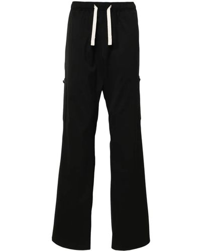 Palm Angels Wide Trousers With Drawstring Waist - Black