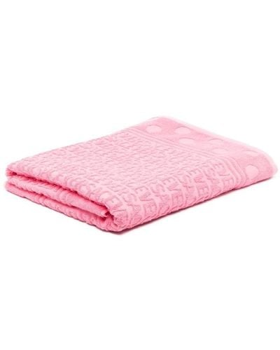 Versace Towel With Jacquard Logo - Pink