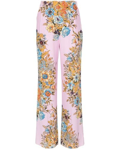 Etro Straight Floral Trousers - White