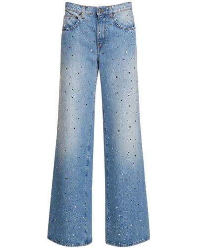 GIUSEPPE DI MORABITO Decorated High-Waisted Wide Trousers - Blue