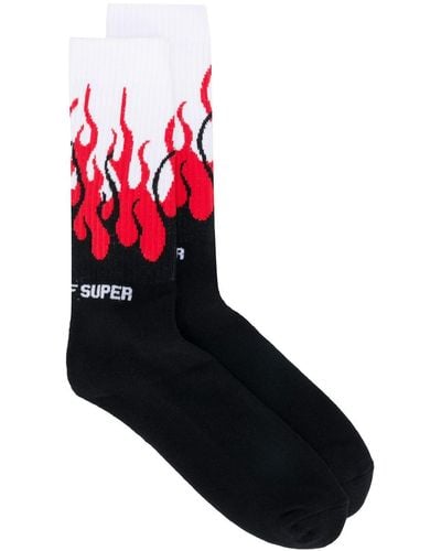 Vision Of Super Flame Pattern Socks - Red