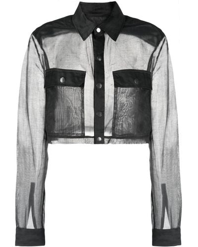 Rick Owens Semi-Transparent Crop Shirt - Black
