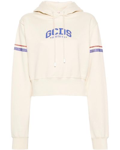 Gcds Sweatshirt With Cropped Decoration - White