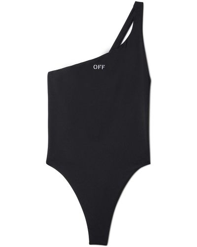 Off-White c/o Virgil Abloh Off- One-Shoulder One-Piece Swimsuit With Print - Black