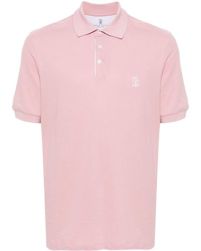Brunello Cucinelli Piqué Polo Shirt With Print - Pink