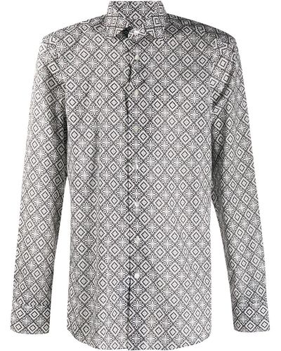 Etro Button Down Shirt With Geometric Pattern - Grey