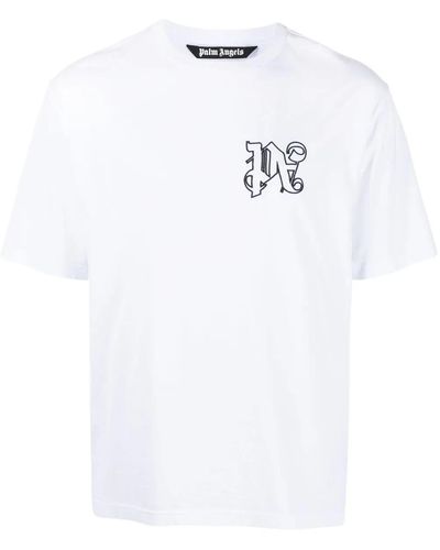 Palm Angels T-Shirt Con Monogramma - Bianco