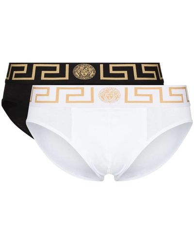 Versace Briefs With Greca Edge - White