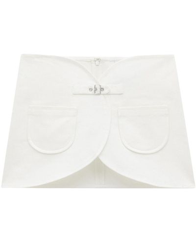Courreges Denim Miniskirt With Ellipse Buckle - White