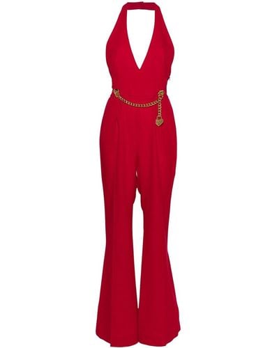 Moschino Jumpsuit With Halter Neck And Padlock Detail - Red