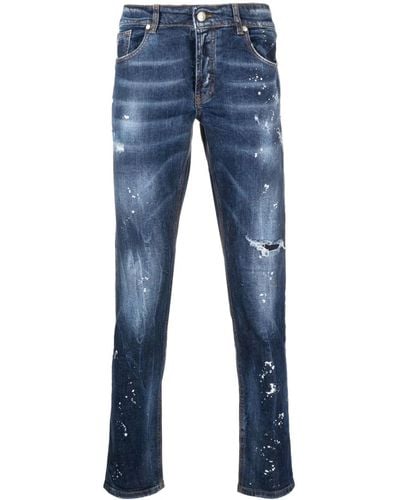 John Richmond Iggy Skinny Jeans With Patent Leather Effect - Blue