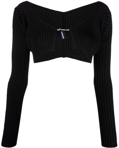 Jacquemus Crop Top With Chain Detail - Black