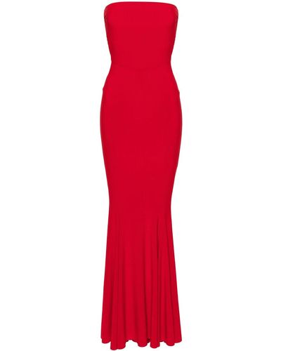 Norma Kamali Strapless Evening Dress - Red