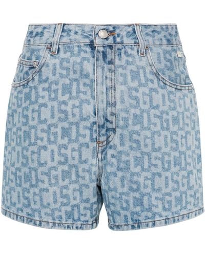 Gcds High-Waisted Denim Shorts - Blue