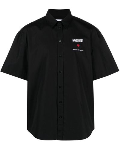 Moschino Shirt With Embroidered Slogan - Black