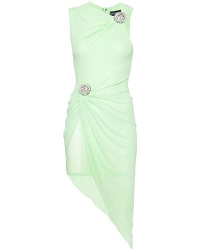David Koma Asymmetric Crystal Ball Midi Dress - Green