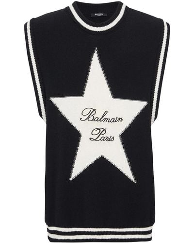 Balmain Signature Star Sleeveless Jumper - Black
