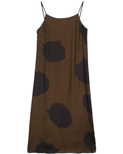 Uma Wang Almeya Midi Dress With Abstract Print - Brown