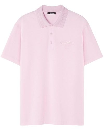 Versace Polo Shirt With Embroidery - Pink
