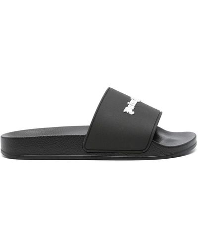 Palm Angels Slide Sandals With Embossed Logo - Black