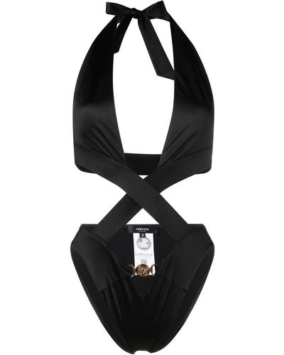 Versace Medusa Lace-Up One-Piece Swimsuit - Black
