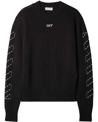Off-White c/o Virgil Abloh Off- Crew-Neck Jumper With Arrows Embroidery - Black
