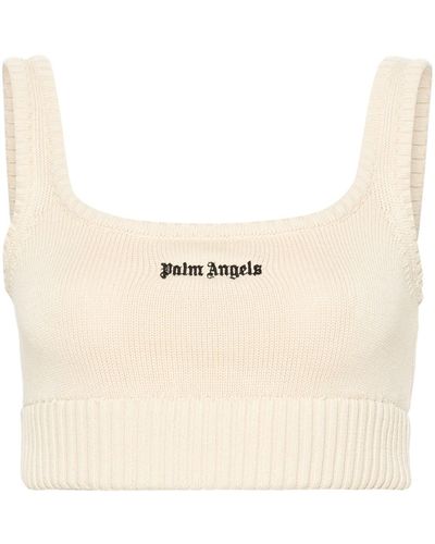 Palm Angels Tank Top With Embroidery - Natural