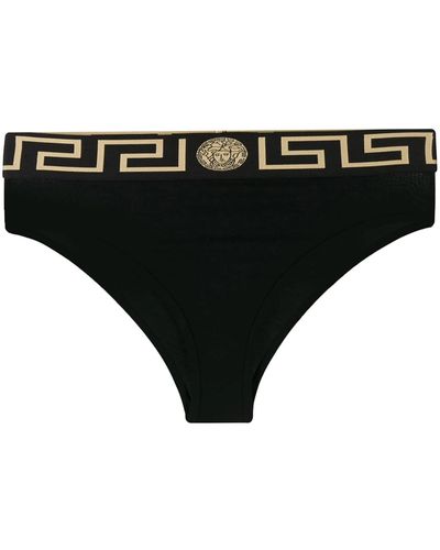 Versace High-Waisted Briefs With Greca Finishing - Black