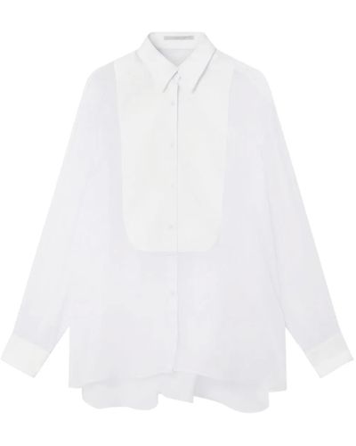 Stella McCartney S-Wave Button-Up Silk Shirt - White