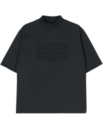 Maison Margiela Cotton T-Shirt With Numbers Embroidery - Black