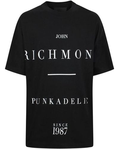 John Richmond T-Shirt Nera Con Logo Centrale Per - Nero