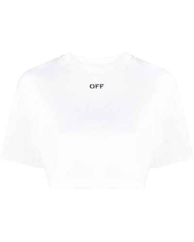 Off-White c/o Virgil Abloh Off- Cropped Off-Print T-Shirt - White