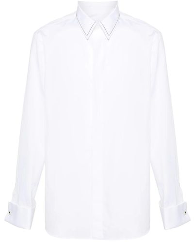 Lardini Cotton Shirt With Beaded Details - White