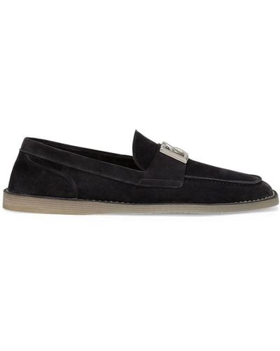 Dolce & Gabbana Slippers With Logo - Black