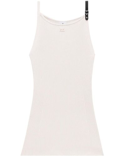 Courreges Ribbed Dress With Buckle - White