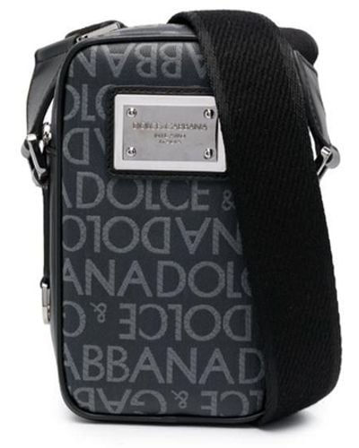Dolce & Gabbana Messenger Bag With Print - Black