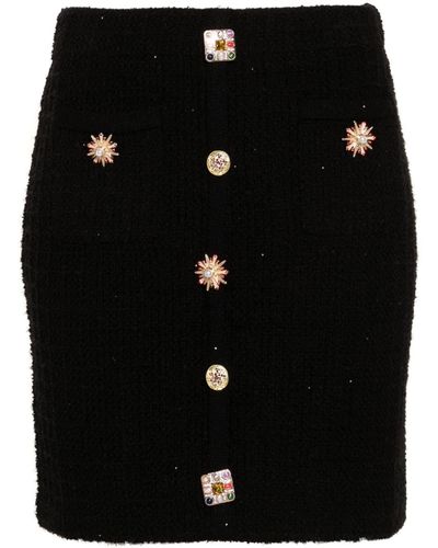 Self-Portrait Miniskirt With Jewel Buttons - Black
