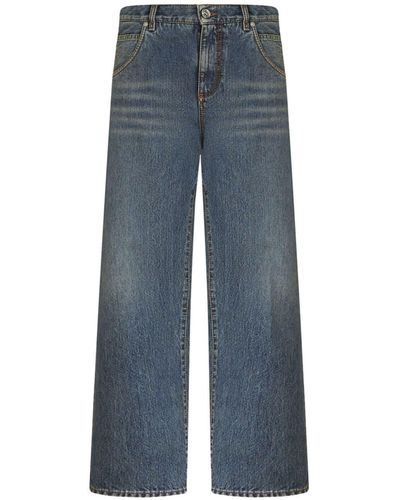 Etro Wide-leg Cropped Cotton Jeans - Blue
