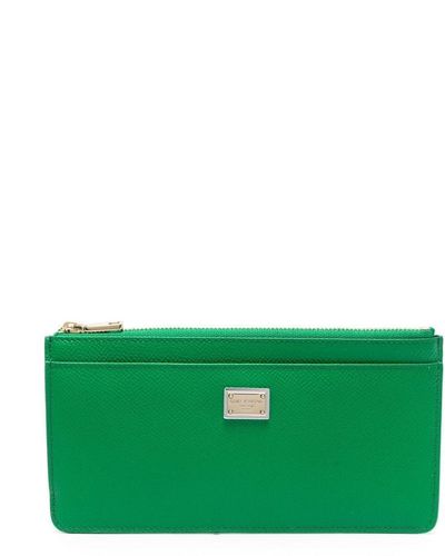 Dolce & Gabbana Leather Wallet With Logo Plaque - Green