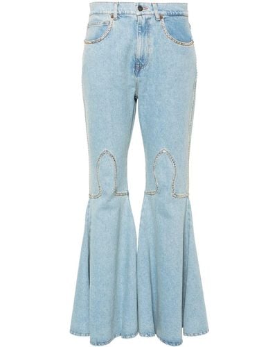 GIUSEPPE DI MORABITO Flared Jeans With Decoration - Blue