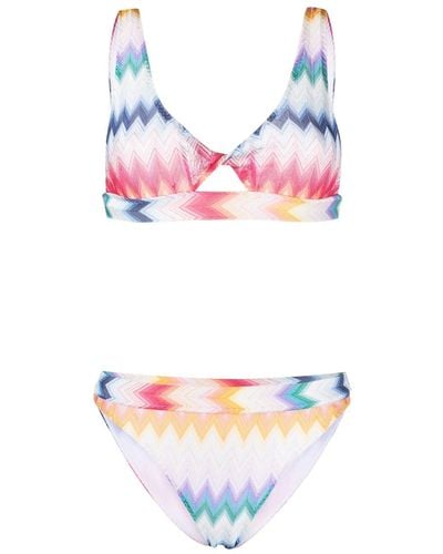 Missoni Triangle Bikini With Zigzag Pattern - Pink