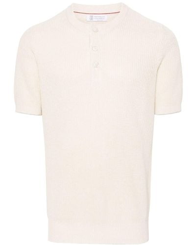 Brunello Cucinelli Short-Sleeved Jumper With Buttoning - White