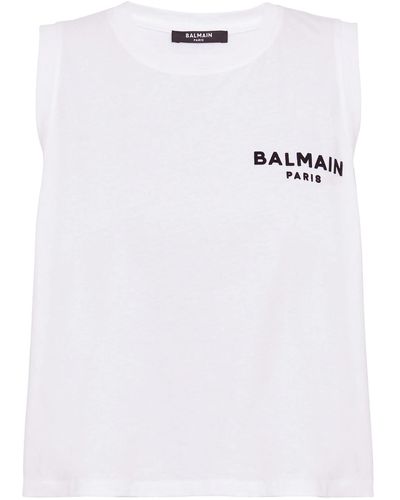 Balmain Top With Logo - White