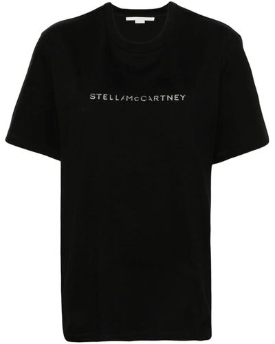 Stella McCartney Cotton T-Shirt With Logo Print - Black