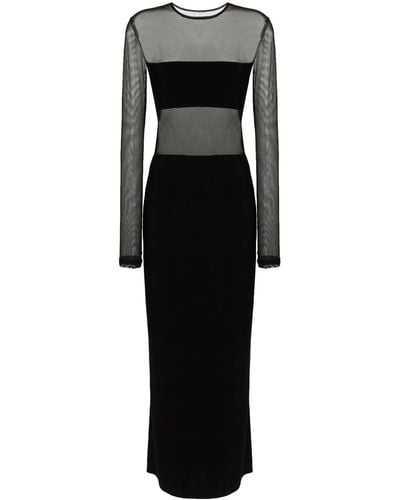 Norma Kamali Semi-Transparent Dash Dash Long Dress - Black