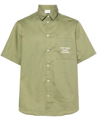 Drole de Monsieur Khaki Slogan Shirt - Green