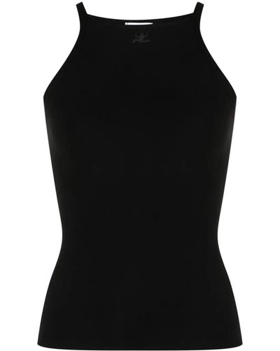 Courreges Top With Embroidery - Black