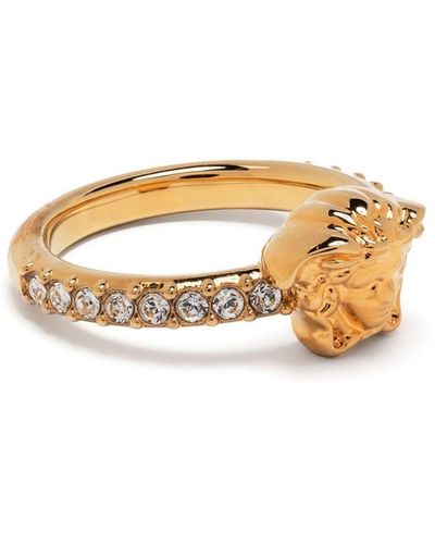 Versace La Medusa Ring With Crystals - Metallic