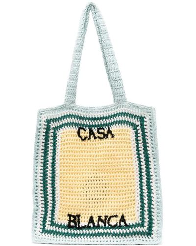 Casablanca Crochet Tennis Tote Bag - White